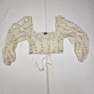 Wild Fable Cream Blouse with Purple Floral Pattern